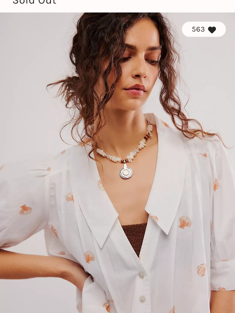 Free People Lover Printed Blouse Shell Patterned Button Down Top
